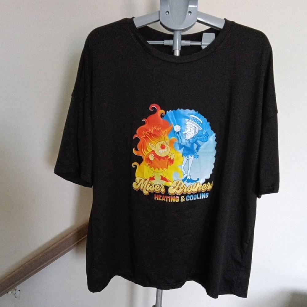 Black Kids Graphic Tee with Fire & Ice Design